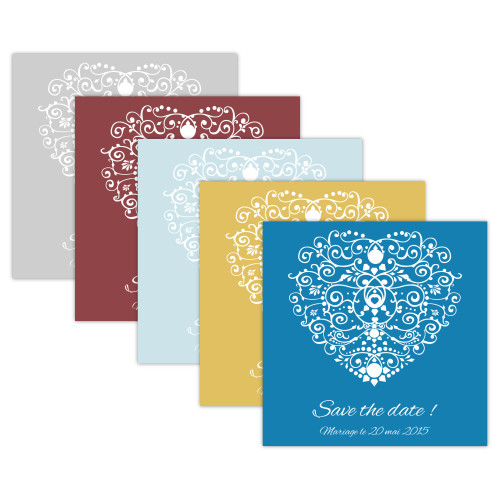 Papeterie de Mariage Coeur - Couleurs