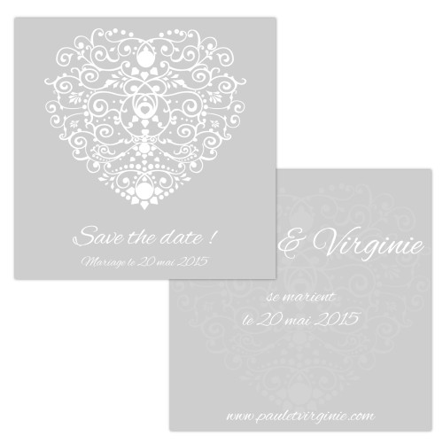 Papeterie de Mariage Coeur - Save the date